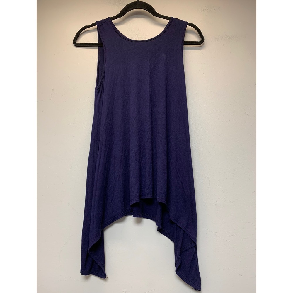 Rolla Coster Tank Top Womens Small‎ Navy Blue Excellent Handkerchief Hem Keyhole